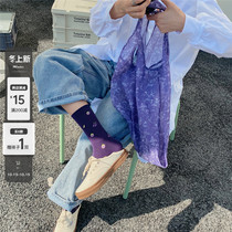 LET ME SEE midline socks women autumn cotton ins tide wild cute Japanese vegetables autumn and winter stockings Cotton