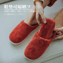 Autumn and winter indoor warm coral velvet thick bottom mens cotton slippers lovers home floor Home women machine washable