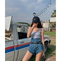 2021 spring and summer new set female student Korean slim slim camisole slender vest straight jeans two-piece set