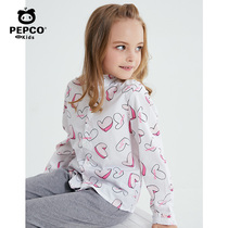 Piggy Banner childrens clothing girls long sleeve shirt spring and autumn big children love printing shirt childrens casual top