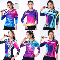 (Quick-drying type)new single and double number autumn and winter badminton clothes womens long-sleeved sports T-shirt table tennis tennis suit top