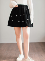 Seven quantity one cut small autumn and winter black high waist hundred slim corduroy beaded skirt overskirt skirt 498