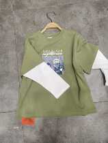 Hi E - Little E - brand childrens clothing boy in 2022 new long sleeve leave two pieces of splice T - shirt 2131
