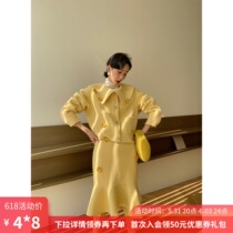 92 9 wool short jacket half body dress Double face suit woman