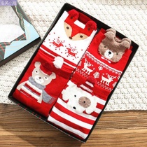Christmas Socks Autumn Winter Thick Christmas Midbarrel Socks Cute Pure Colour Cotton Socks Rat Year Red Socks men and women