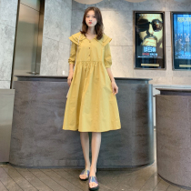 Maternity dress womens 2021 summer Korean version of the new cotton loose large size thin short-sleeved summer pregnant skirt