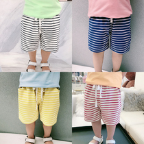 Boys shorts Cotton childrens pants Summer thin section anti-mosquito pants 1-3-5-6-year-old male baby casual striped pants