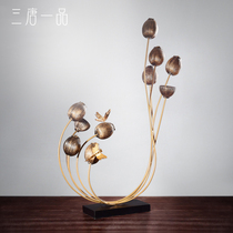 (Clearance) New Chinese Zen Lotus Decoration Home Porch Wine Cabinet Model Living Room Creative Light Luxury Decoration