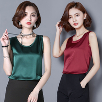 (100%mulberry silk)Silk vest top womens all-match sleeveless suspenders loose Korean version of the outer wear inner tie bottoming