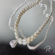 PP Ornament Italy Handmade Necklace Woman Light Lavish Crowdneck Chain Temperament Baroque Pearl Retro Lock Bone Chain