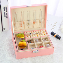 First line with lock jewelry storage box jewelry box jewelry box jewelry box Princess European Korean wooden hand Jewelry earrings