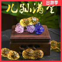 Special price pink Purple Yellow Green Crystal peanut ornaments