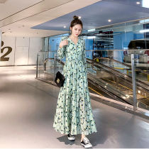 One-piece dress Womens autumn dress 2021 pop new dress Long sleeves waist display slim temperament Fall beating bottom Blossom Long Dress