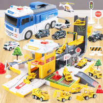 Childrens puzzle Large Number of Inertial Container Truck Toy Model Deformation Scene Track Containing Car Sound And Light Suit