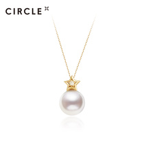 CIRCLE Jewelry 18K gold Natural Akoya Sea Water Pearl Diamond Necklace Star Clavicle Chain Simple Pendant for Women