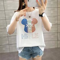  YANXUAN YANXUAN WOMENs top 2021 spring and summer short-sleeved bear PRINTING T-shirt COTTON loose couple wear age reduction