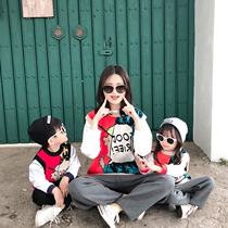 Different parent-child dress foreign atmosphere 2019 spring and autumn mother-daughter mother-child knitted sweater vest Korean version of childrens pullover top