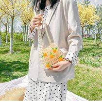 Pearl Bag Packet Summer Diyins 100 Hitch Mesh Red Handmade String Bead Flow Suzero Money Bag Single Shoulder Diagonal Satchel Wearing Bead Weave