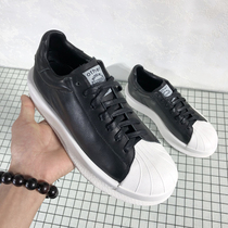 Round Owens shell head mens shoes leather low-top summer black muffin thick bottom high couple board shoes tide