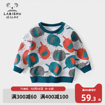 Rabbi tree childrens clothing boys autumn clothes 2021 New Baby Full print round neck shirt childrens fashion pullover
