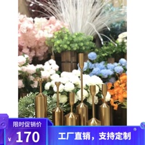  2019 new wedding props table flower ornaments golden wrought iron flower candlestick six-piece sign-in table decoration ornaments