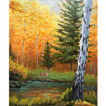 Qin Xiuliang < Golden Autumn > Realistic Cloth Surface Oil Painting Living Room Bedroom Decoration Painting Collection Pure Hand Painting