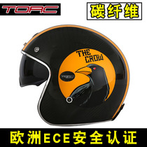 American TORC Retro Carbon Fiber Helmet Male Motorcycle Locomotive Taiko Armor Semi-Capsized Electric Personality Cool Summer