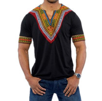 Mens African Top Tee Shirt Homme Casual Short Sleeve T Shirt