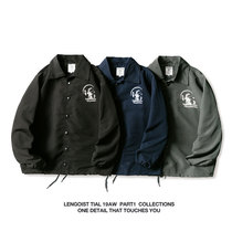 Broken clearance Japanese mens and womens loose details coach jacket print lapel windproof details full marks