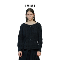 (Designer brand IMMI) three-dimensional honing bubble Plaid round neck cotton shirt 191ST048X