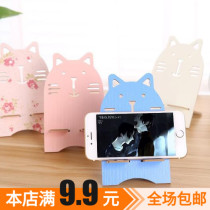 Student super cute animal wooden mobile phone holder bear kitten mobile phone holder universal lazy mobile phone shelf
