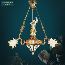 Megler French chandelier court neoclassical bedroom study all copper ceramic lighting Villa European luxury lamp