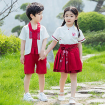 Hanfu Boy Girl China Wind Red Gufeng Childrens Republic Student Clothes 2021 New Summer Country School Performance Suit