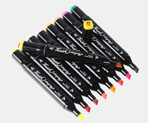 12-color double-head oily marker set student animation professional painting comics hand-painted design beginner color pen mark diagonal head Hook pen large area color pen multi-color overlay color pen