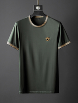 High-end short-sleeved T-shirt mens cotton round neck 2021 New light luxury Tide brand Joker summer mens half-sleeve T-shirt