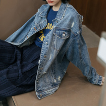Deer and Asuka Japanese cowgirl heavy wash do old wear medium long BF wind jacket