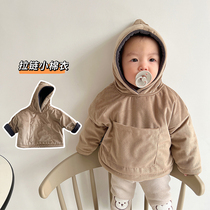 ins Net red 21 winter Korean version of Baby plus velvet thick warm cotton coat men and women Baby Two sides wearing cotton coat tide