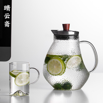 New Plume Handcrafted Heat Resistant Glass Cold Kettle Thickened Hammer Ripple Home Cool Kettle Floral Teapot Large Capacity Heatable