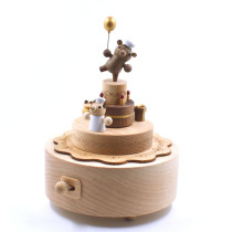 jeancard Taiwan creative solid wood rotating birthday music box Childrens Day girl gift bear cake