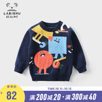 Rabbi tree childrens clothing boy pullover sweater childrens cotton wool coat 2021 spring and autumn boys thick sweater