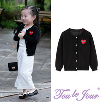 Toullejour girls dress High Street Look with great eyes and eyes embroidered with long sleeves Slim Knit Air Conditioning Cardiovert