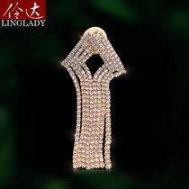 Tassel collar pin 2021 new small brooch mini fresh geometric shape pin anti-light crane shadow crossing Gold