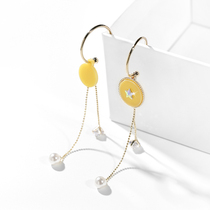 Silver pin tassel temperament earrings female long senior sense asymmetric earrings 2021 New Tide face thin earrings