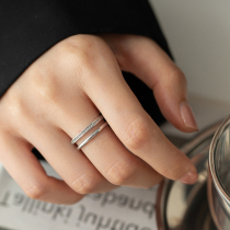 Day Ensemble Light Extravagant Silver double ring minimalist Lukewarm Wind Fashion Individuality and Tidal Niche Design Opening Ring