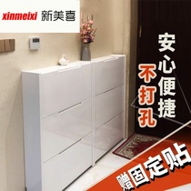 Wooden shoe cabinet Post Modern Environmental Protection Industrial Wind White 17cm small economy multi-function flip shoe cabinet 24cm thick