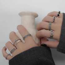 Taisilver Ring Female Fashion Personality Pure Silver Ring Female Niche Design Ring Womens Chains Tide Retro Silver Ring