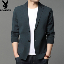 Flowers Playboy Mens new casual suits Mens jacket Body Knit Trend Little West Suit Mens Singles West Blouse