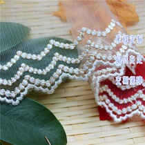 New Pinkin Wire Rainbow Wave Edge Wave dot Ocean dress Lolita silk thread mesh embroidery Lower swing cuffs decorate lace