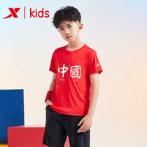 Tstep childrens clothing T-shirt Summer 2022 new children round collar Compassionate Breathable Pure Cotton Thin boy sports blouses