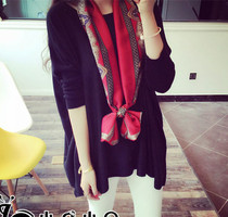 Spring and autumn hairband Korean version of the fashion scarf tooling satin double-layer OL long scarf wild Korean trend small scarf women